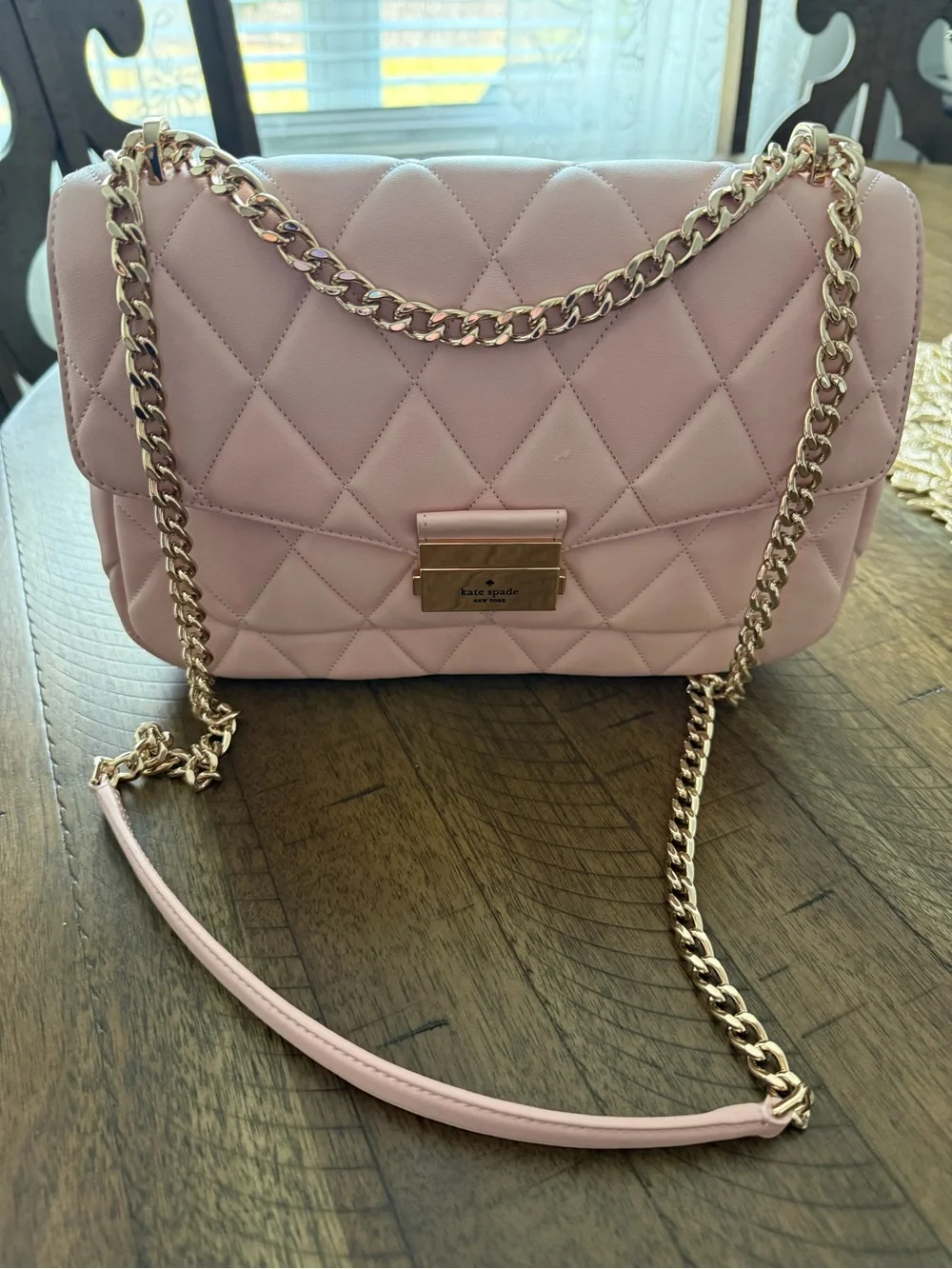 kate spade Quilted Blush Pink Chain-Handle Crossbody